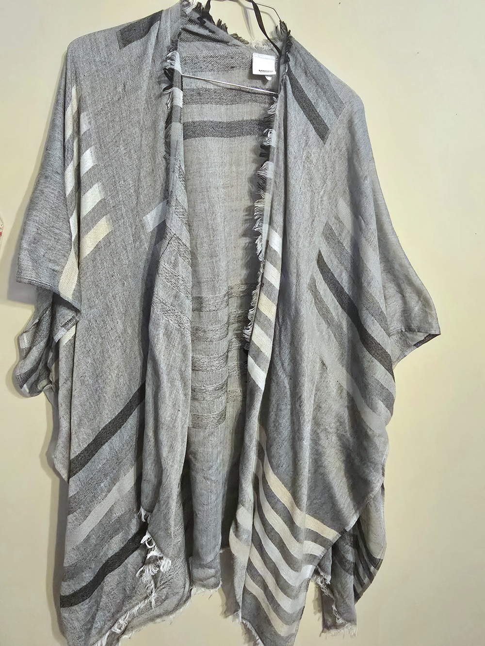 Sonoma Black and Gray Striped Fringe Shawl
